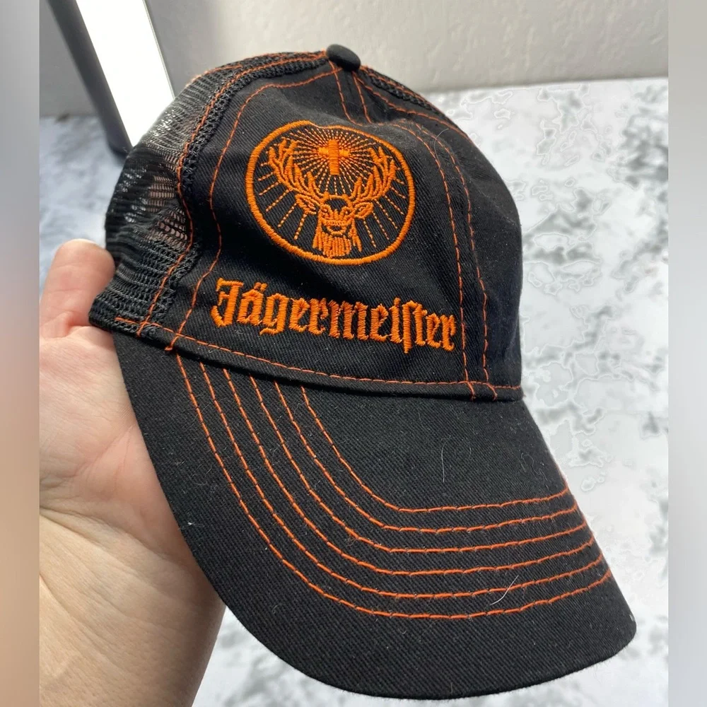 Jägermeister Y2K orange and black mesh snapback hat cap